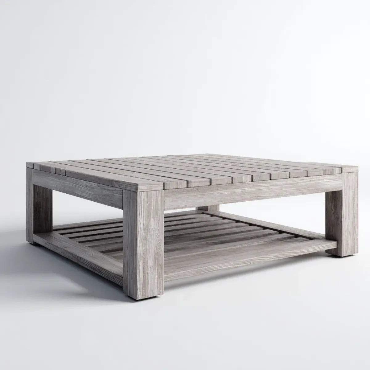 Stolik kawowy, Szary stolik 100 x 60 x 45 cm lite drewno sosnowe prostokątne z półką