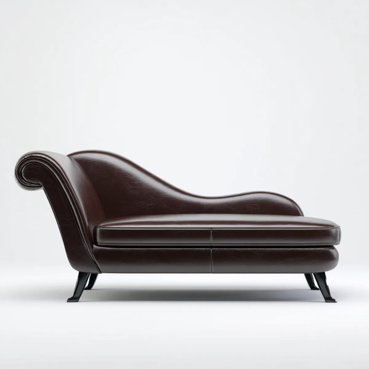 Leżanka ogrodowa, Ciemnobrązowy pokój dzienny z szezlongiem w skórze PU zakrzywiony kształt 170 x 75 x 85 cm