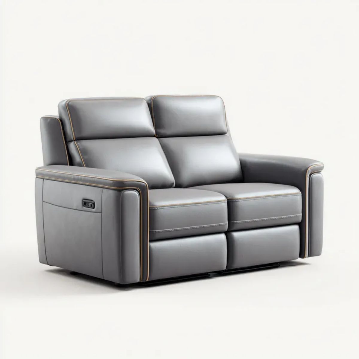 Sofa, Elektryczny relaks sofa 2 miejsca Antracyt szary i beżowy poliuretan, 170 x 95 x 102 cm