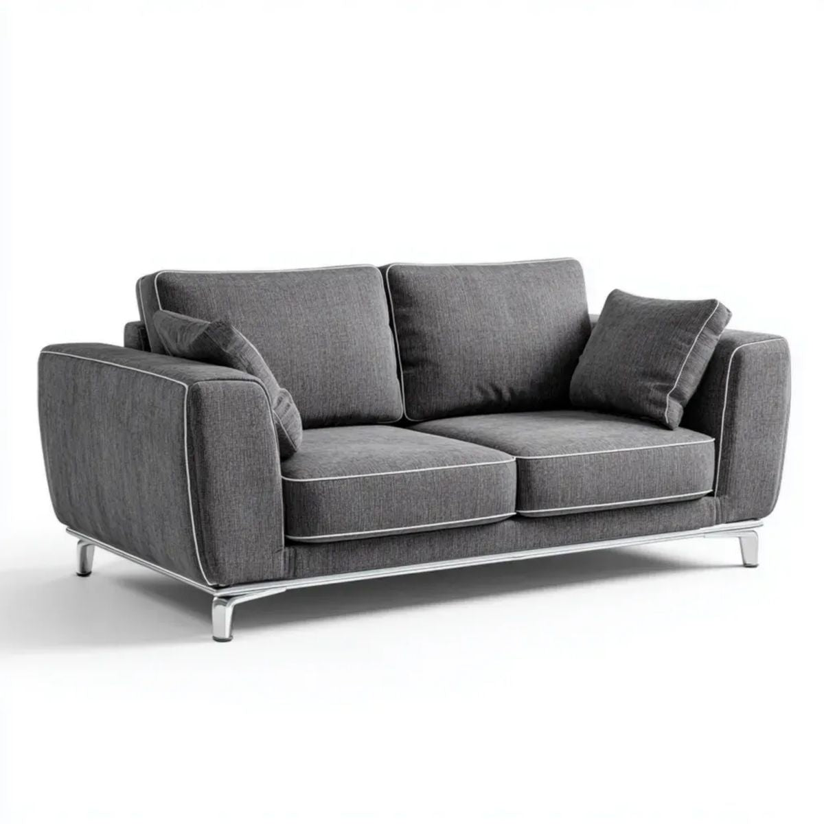 Sofa, 2 ciemnoszare poliestrowe sofy z metalową nogą, 170 x 90 x 85 cm