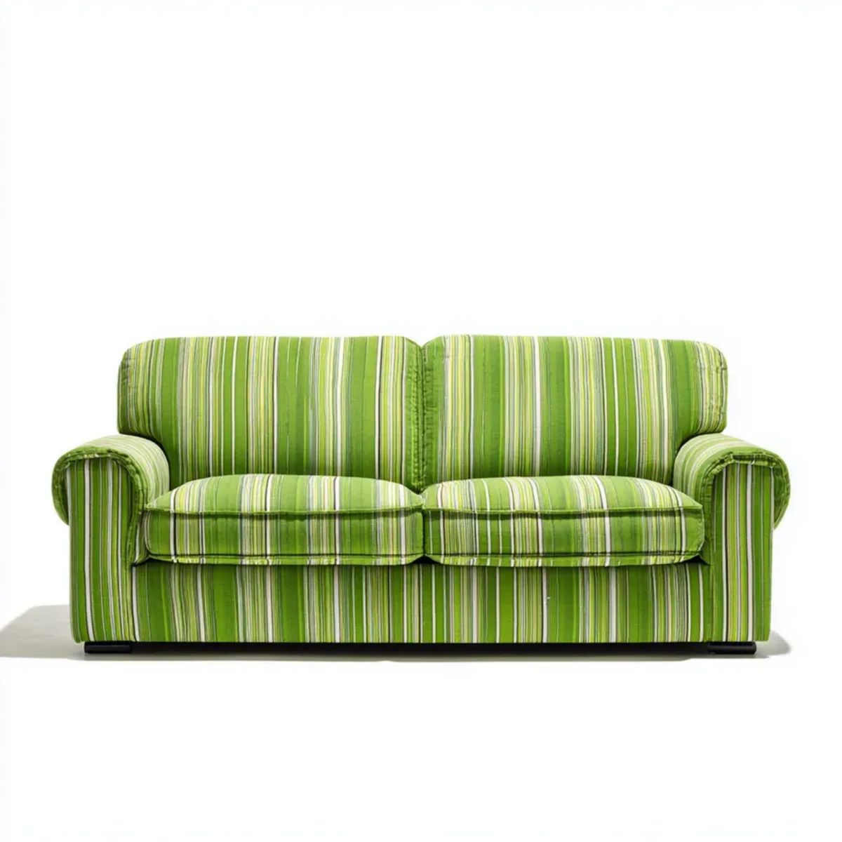Sofa, Prosta sofa 2 miejsca zielony paski poliester 170 x 90 x 90 cm