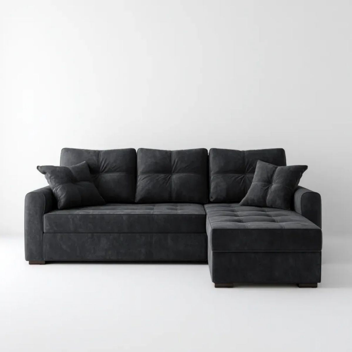 Sofa, Odwracalna sofa w poliestrowym antracycie szara, efekt domieszkowy, 250 x 160 x 85 cm