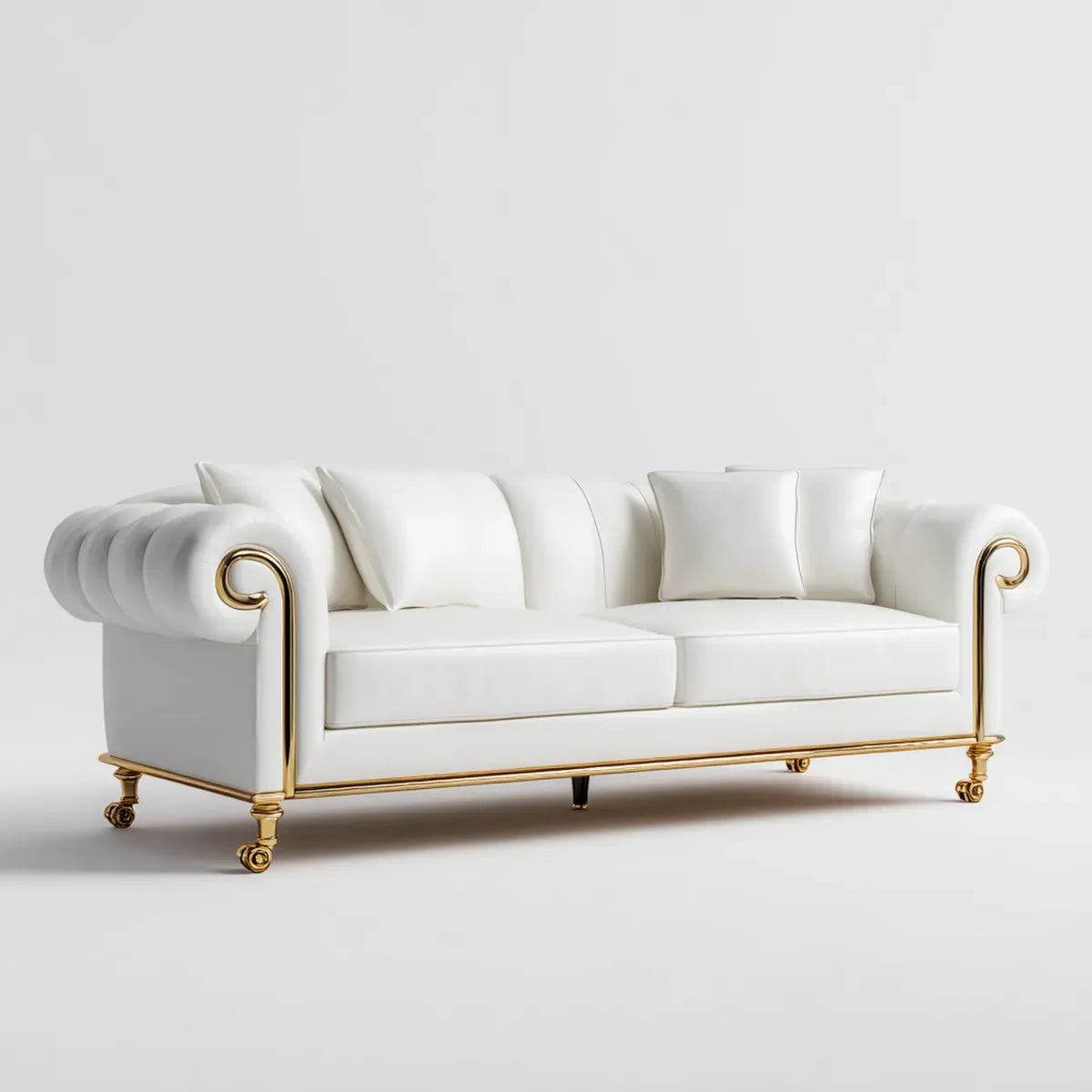 sofa 3-osobowa biała 230 x 95 x 80 cm PU- sztuczna skóra prostokątna