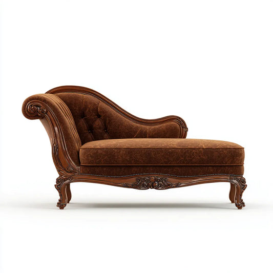 Leżanka ogrodowa, Chaiselongue Relax Chair Brązowy 170 x 75 x 95 cm PU sztuczna skóra lite drewno asymetryczne