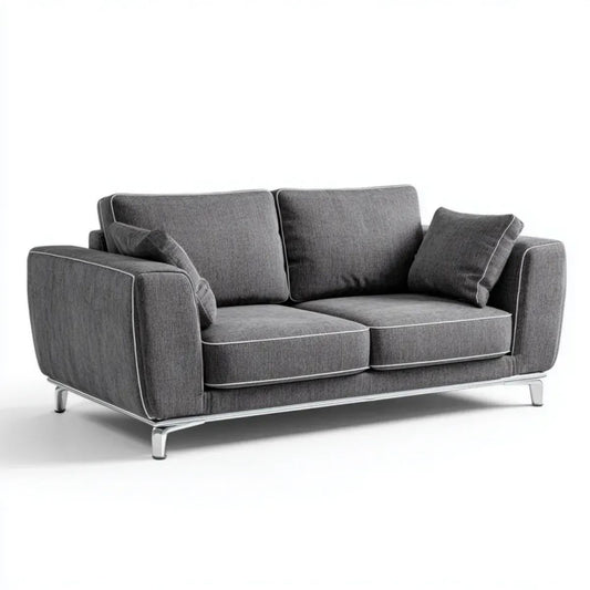 Sofa, 2 ciemnoszare poliestrowe sofy z metalową nogą, 170 x 90 x 85 cm