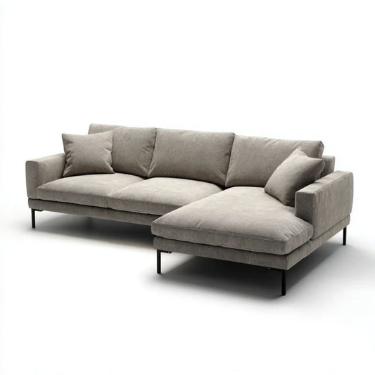 Sofa, 4-osobowa poliestrowy sofa fotelik szary 260 x 160 x 85 cm
