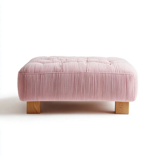 Ławka do sypialni, Pink wyściełane prostokątne łóżko ławka w poliestrze wstążka, 120 x 45 x 45 cm