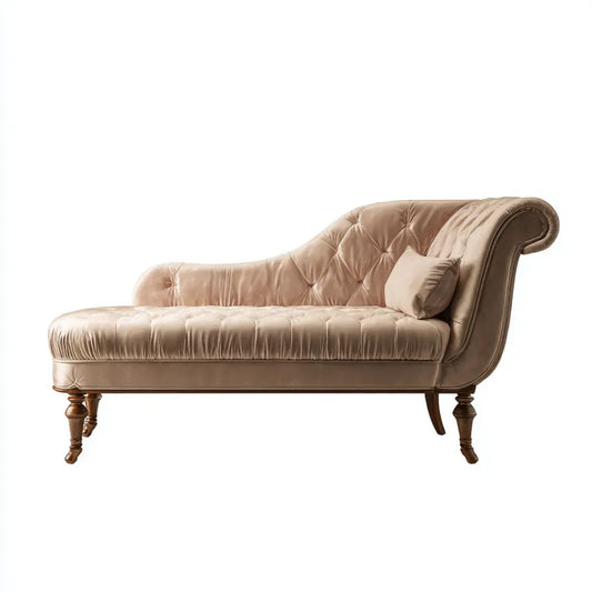 Leżanka ogrodowa, Chaiselongue Relax Chair Beige 180 x 75 x 90 cm Velvet Polyester Włókno zakrzywione