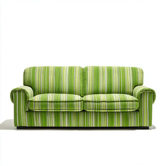 Sofa, Prosta sofa 2 miejsca zielony paski poliester 170 x 90 x 90 cm