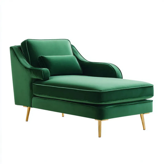 Leżanka ogrodowa, Krzesło relaksacyjne Chaiselongue Zielony 92 x 160 x 85 cm aksamit poliestrowy