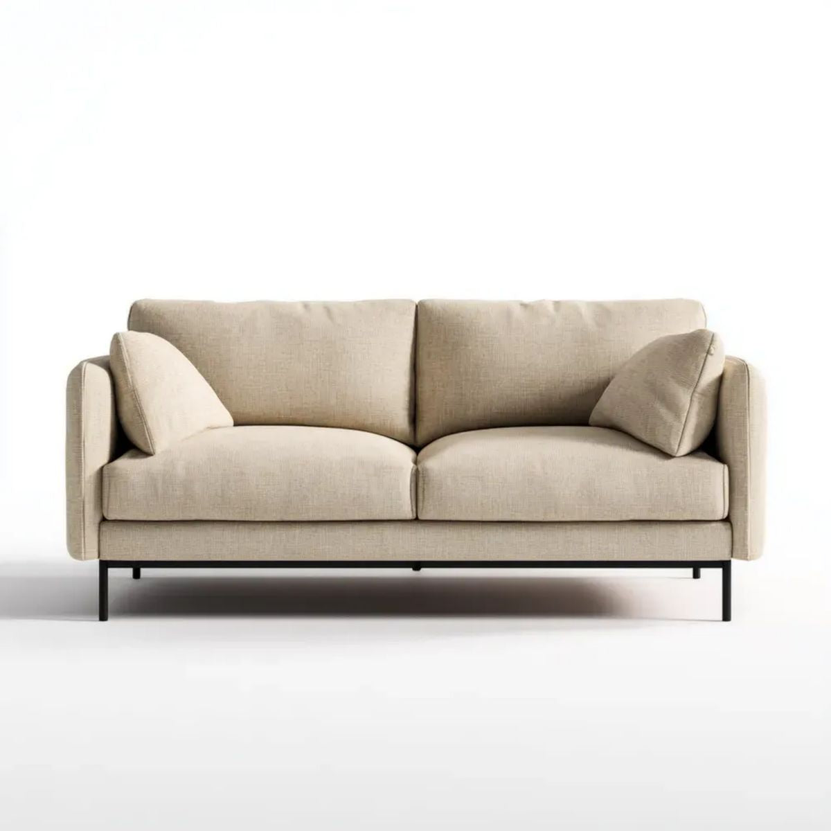 Sofa, 2-osobowa poliester z kanapą z czarnym stalowym nóżkami, 180 x 88 x 82 cm