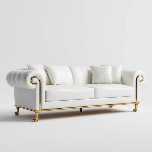 sofa 3-osobowa biała 230 x 95 x 80 cm PU- sztuczna skóra prostokątna