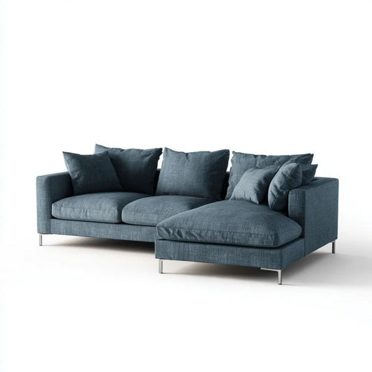 Sofa, 4-osobowa w prawo narożnik sofa olejek niebieski poliester, 280 x 170 x 85 cm