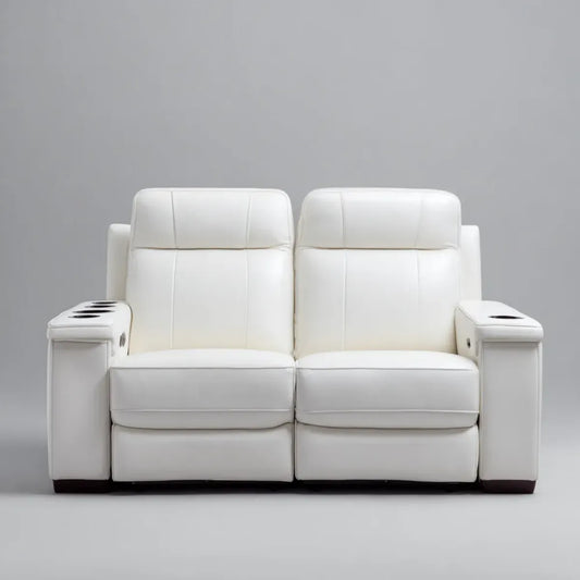 Leżanka ogrodowa, 2 fotela elektryczna sofa elektryczna biała, z prostokątnej skóry poliuretanowej 168 × 92 × 102 cm
