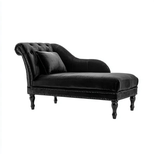 Leżanka ogrodowa, Chaiselongue Relax Chair czarny 170 x 75 x 85 cm poliestrowy aksamit